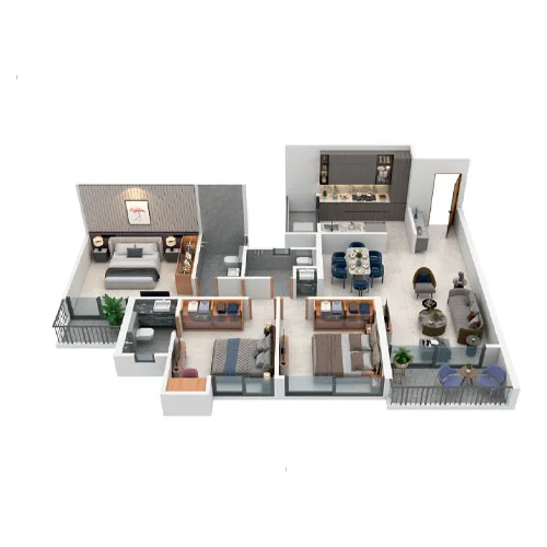 3 BHK Residence Floor Plan